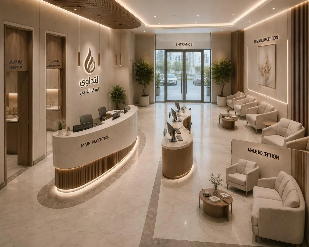 Lobby and reception at Al Tadawi Medical Centre